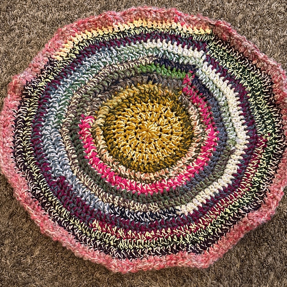 OOAK made by Seller: Multicolor Crochet Round area rug